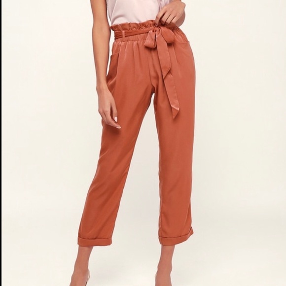 Lulus Pants - Orange LULUs straight leg trouser/ scrunched waist